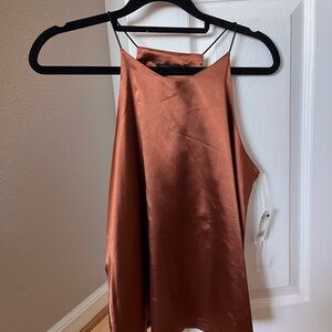 Satin Brown Halter Top